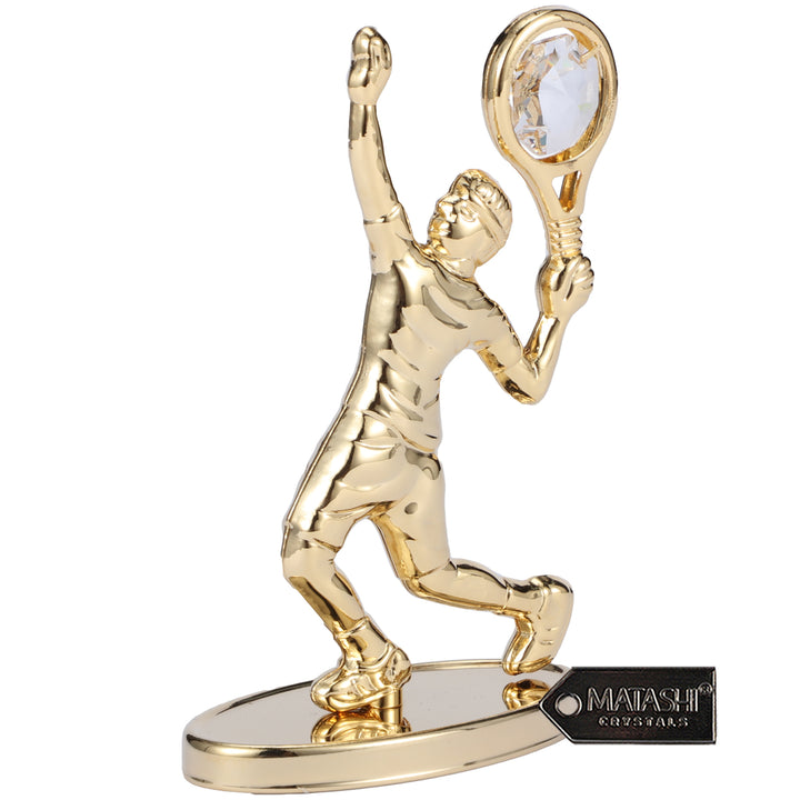 Matashi 24K Gold/Silver Plated Tennis Player Figurine with Crystals, Gift for Sports Fan Birthday Desk Accessories Image 4