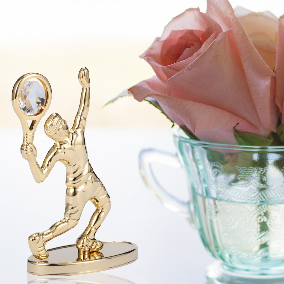 Matashi 24K Gold/Silver Plated Tennis Player Figurine with Crystals, Gift for Sports Fan Birthday Desk Accessories Image 5