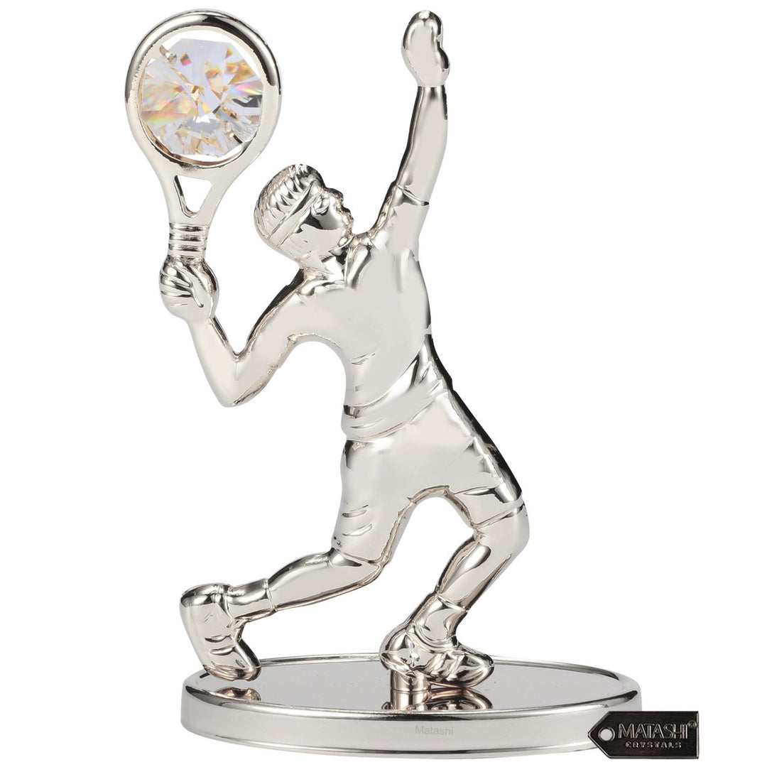 Matashi 24K Gold/Silver Plated Tennis Player Figurine with Crystals, Gift for Sports Fan Birthday Desk Accessories Image 7