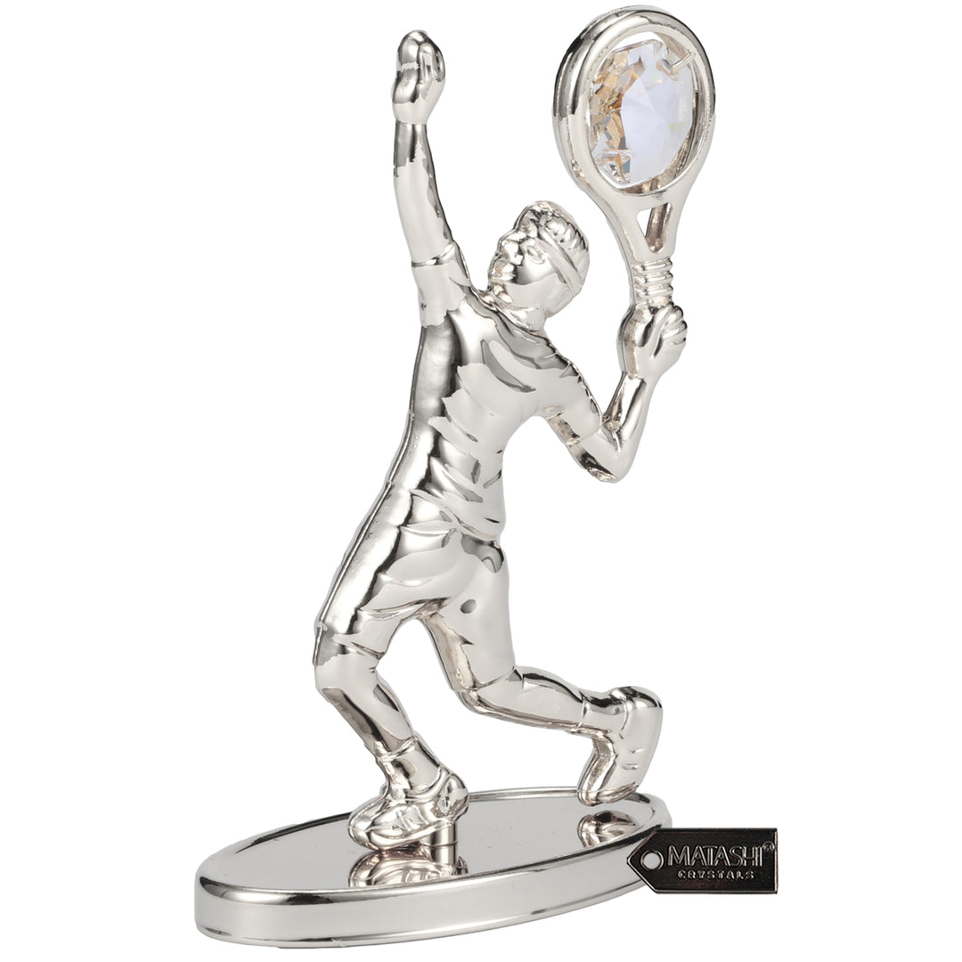 Matashi 24K Gold/Silver Plated Tennis Player Figurine with Crystals, Gift for Sports Fan Birthday Desk Accessories Image 9