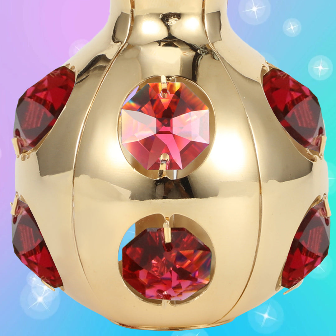 Matashi 24K Gold Plated Pomegranate Fruit Ornament w Red Crystals Perfect for Sukkot, Holidays, Christmas Ornament, Image 6