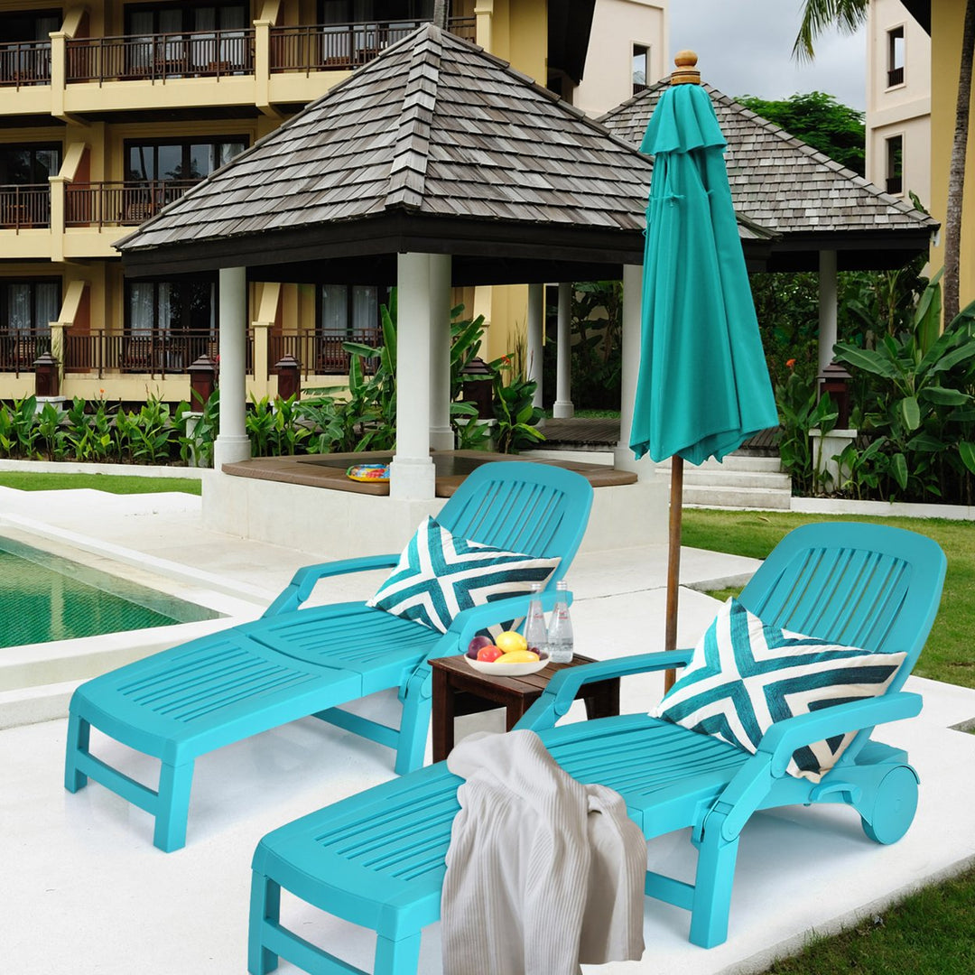 Set of 2 Patio Adjustable Chaise Lounge Chair Folding Sun Lounger Recliner Image 1