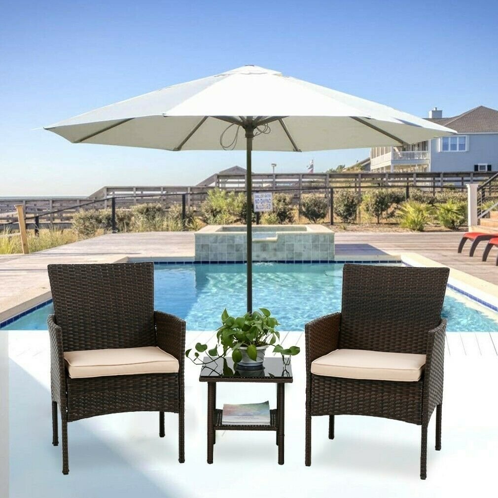 Outdoor Patio Furniture Sets 3 Pieces Patio Set Wicker Bistro Set Rattan Chair Image 1