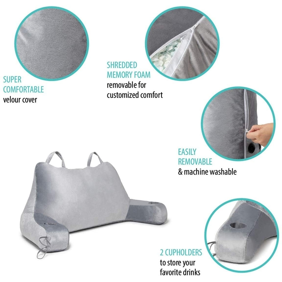 Reading Pillow with Shredded Memory Foam - Sit up, Husband, Bedrest, Hug Image 1