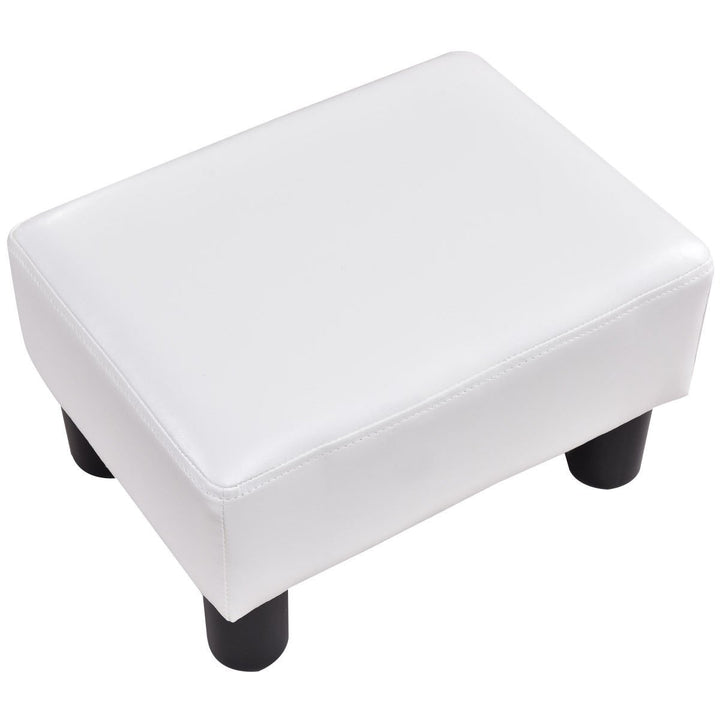 Small Ottoman Footrest PU Leather Footstool Rectangular Seat Stool White Image 5