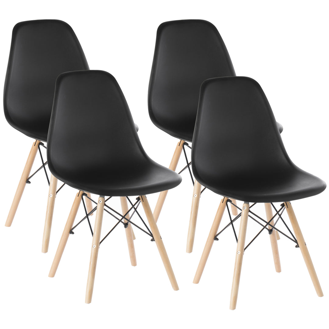 Mid-Century Modern Style Plastic DSW Shell Dining Chair with Solid Beech Wooden Dowel Eiffel Legs Image 8