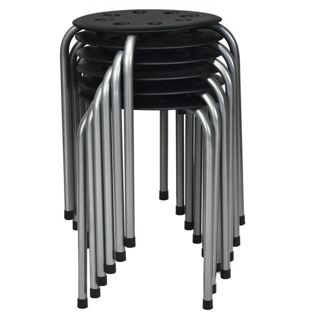 Set of 6 Portable Plastic Stack Stools Backless Classroom Seating Image 1