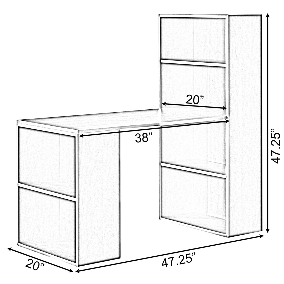 Computer Writing Workstation Table with Combo Bookshelf Bookcase Image 8