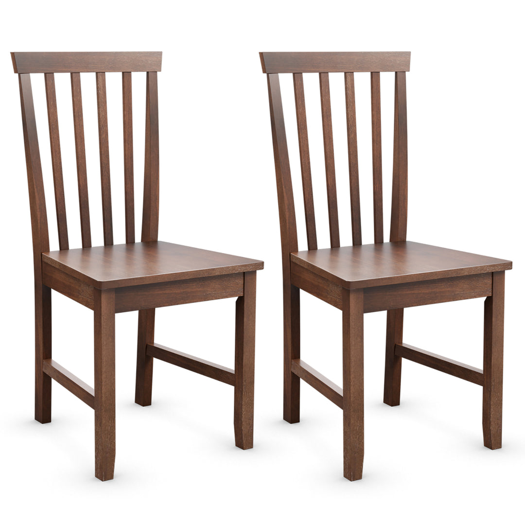 Set of 2 Dining Chair Brown Kitchen Spindle Back Side Chair with Solid Wooden Legs Image 1