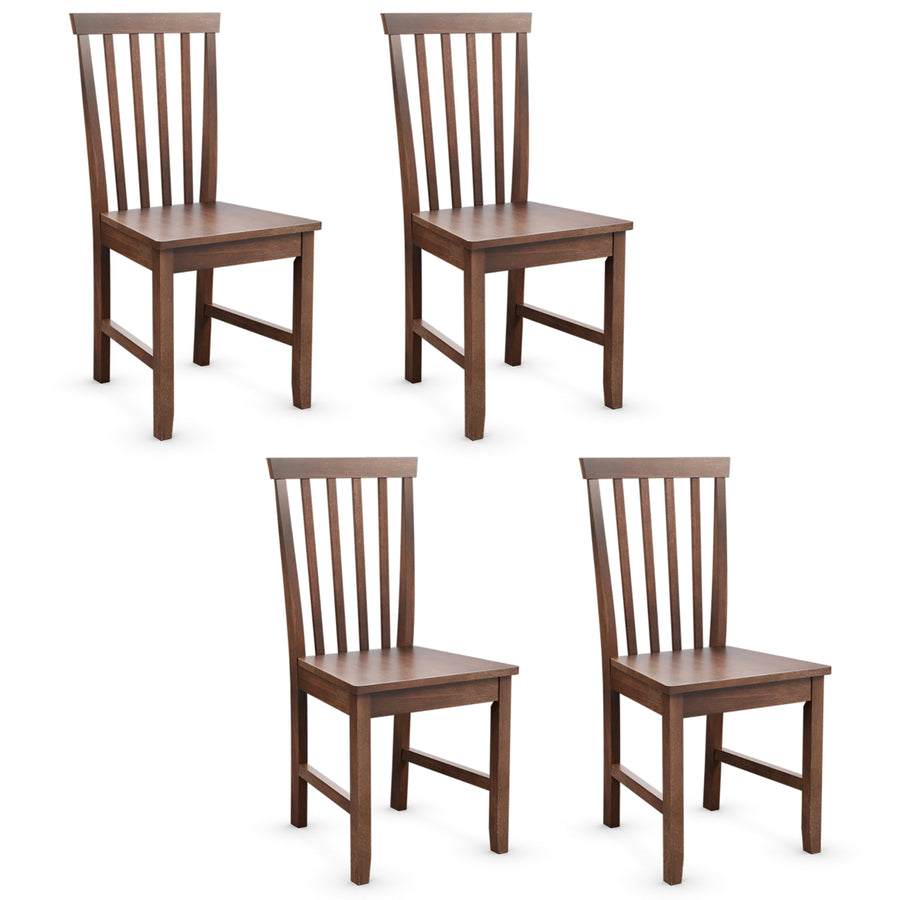 4 PCS Dining Chair Kitchen Spindle Back Side Chair with Solid Wooden Leg Image 1