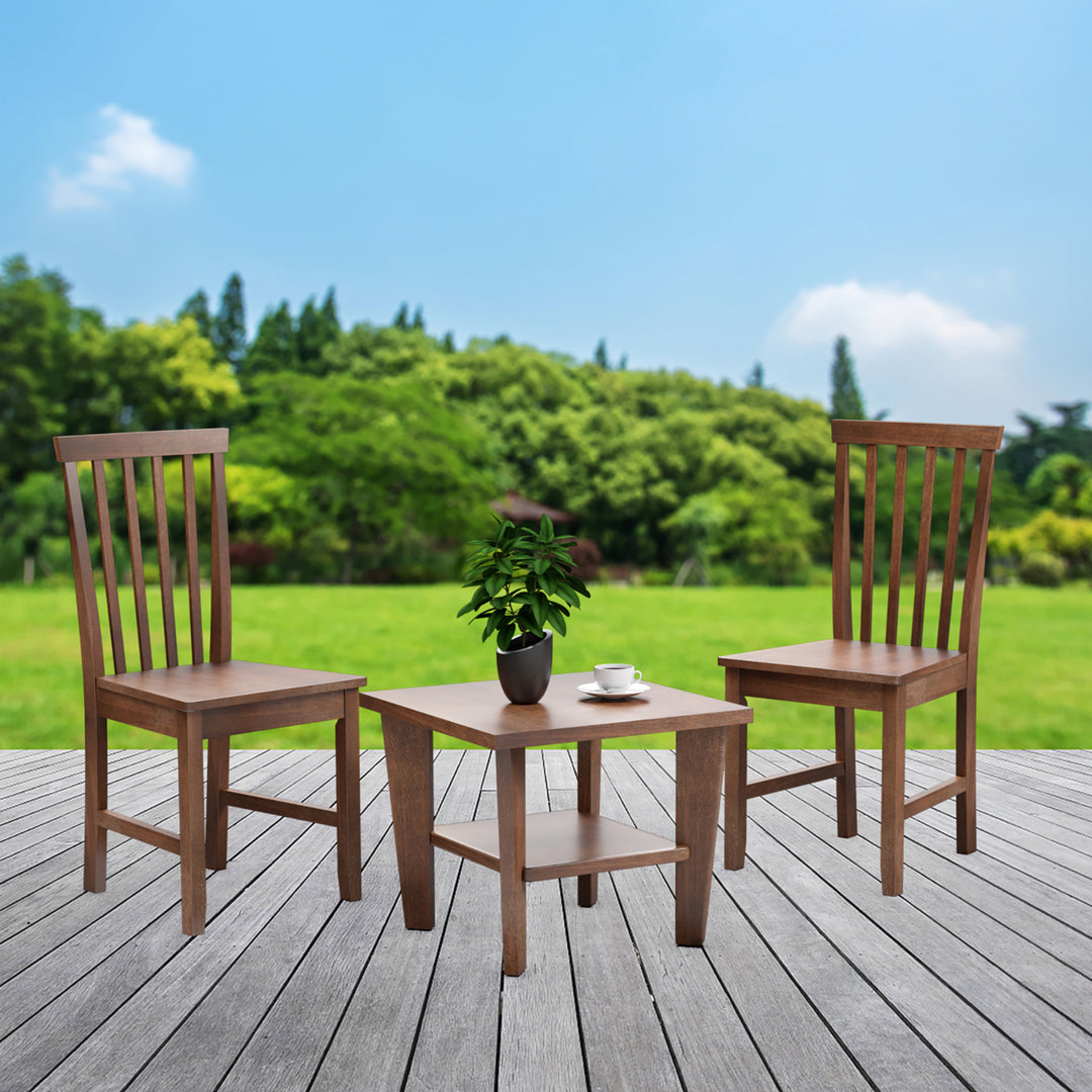 Set of 2 Dining Chair Brown Kitchen Spindle Back Side Chair with Solid Wooden Legs Image 5