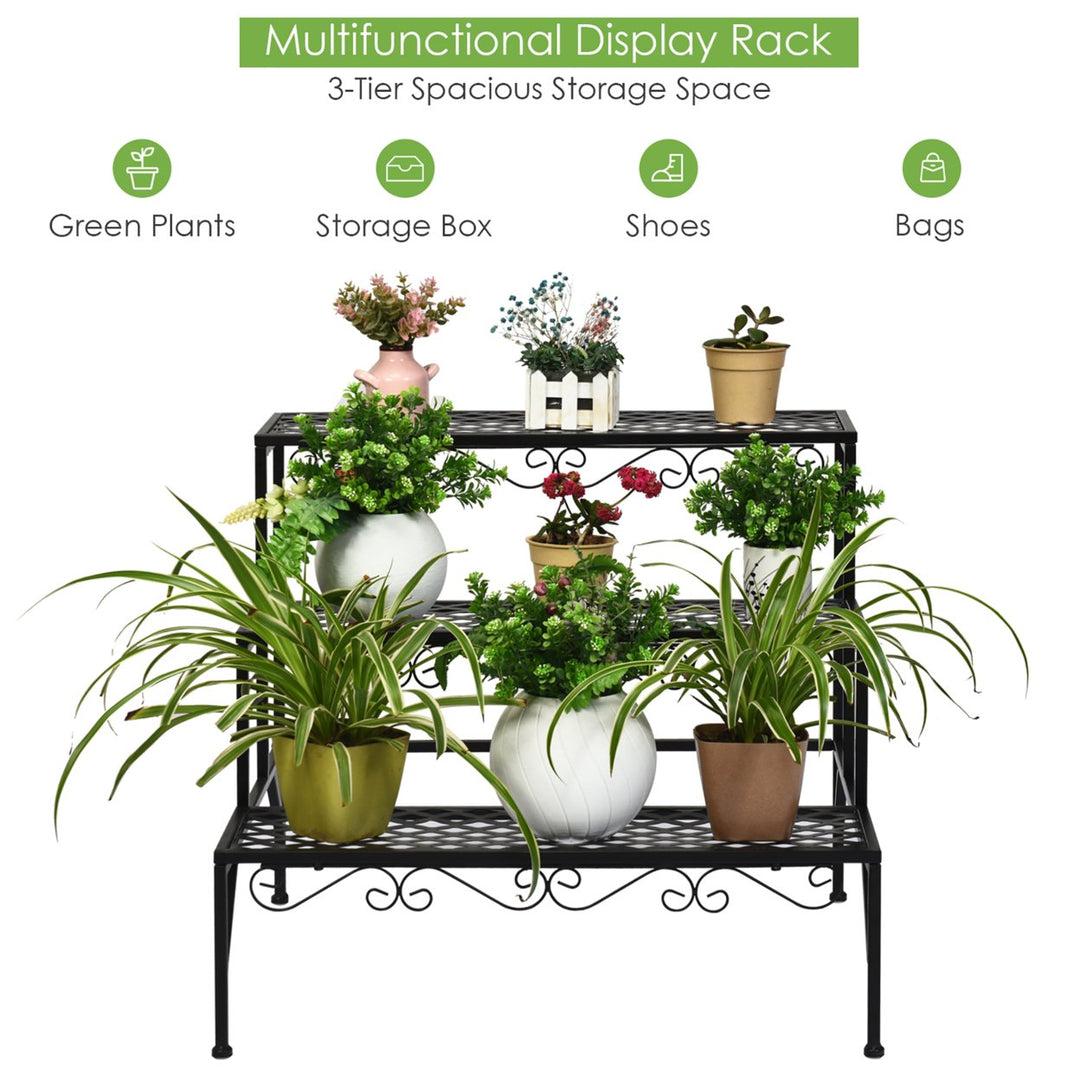 3 Tiers Metal Plant Stand Ladder Flower Pot Rack Decorative Planter Holder Image 5