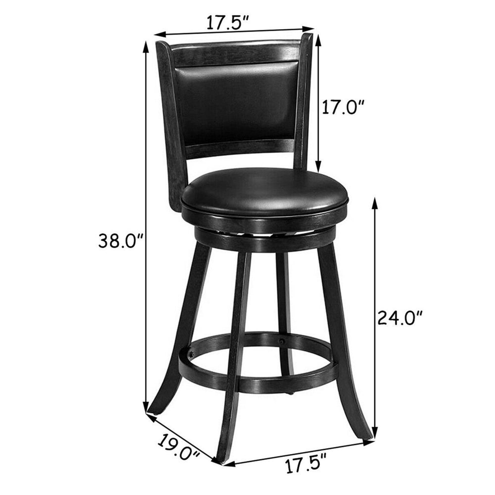 2PCS 24 Swivel Counter Stool Dining Chair Upholstered Seat Black Image 2