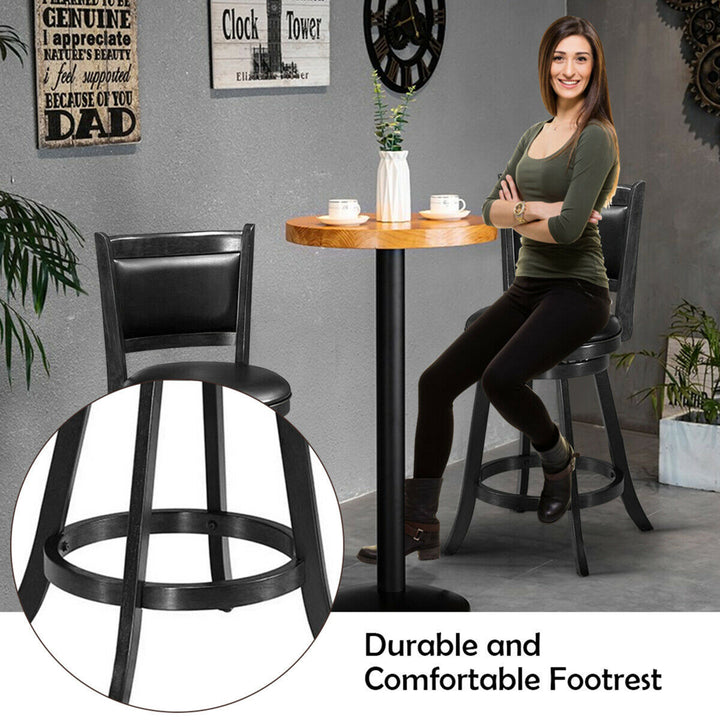 2PCS 24 Swivel Counter Stool Dining Chair Upholstered Seat Black Image 8