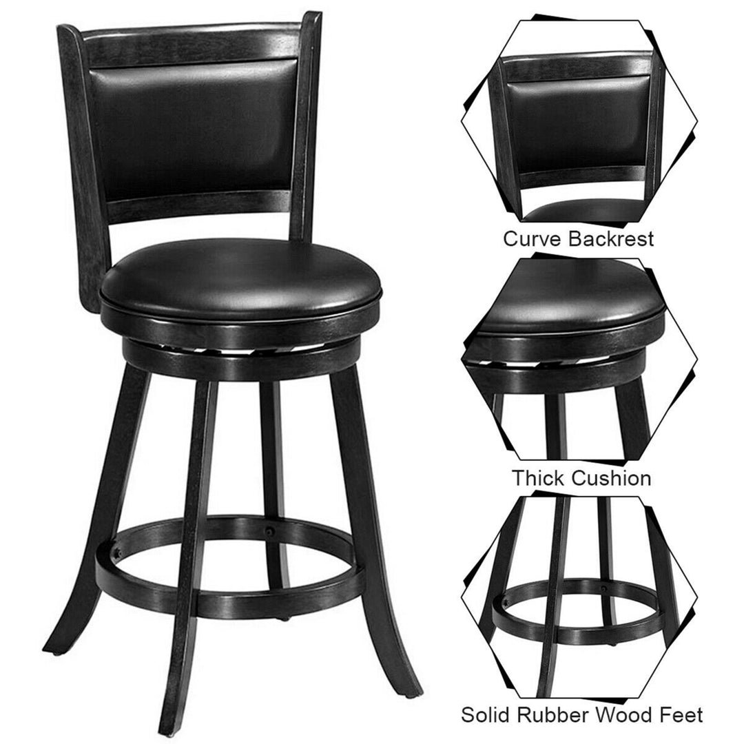 2PCS 24 Swivel Counter Stool Dining Chair Upholstered Seat Black Image 9