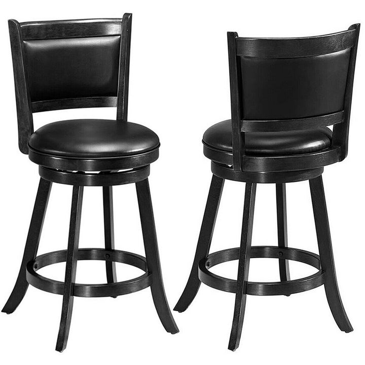 2PCS 24 Swivel Counter Stool Dining Chair Upholstered Seat Black Image 10