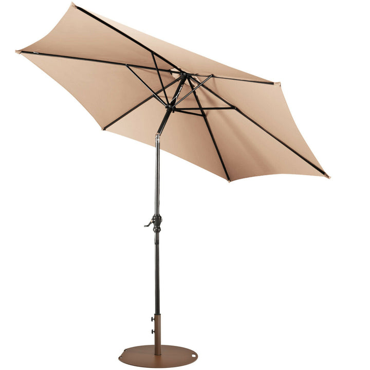 9 Ft Patio Table Market Umbrella Yard Outdoor w/ Heavy-duty Umbrella Base Image 4