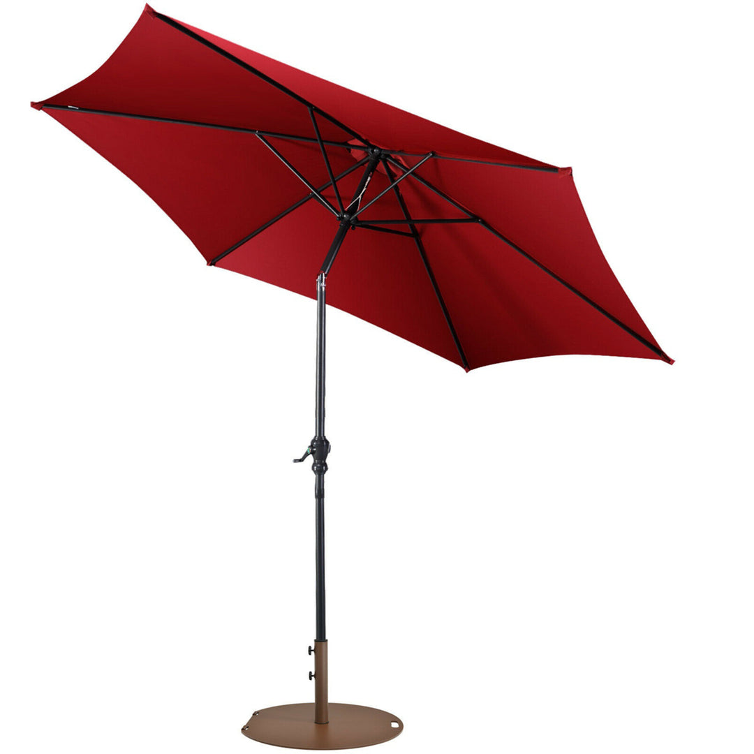 9 Ft Patio Table Market Umbrella Yard Outdoor w/ Heavy-duty Umbrella Base Image 5