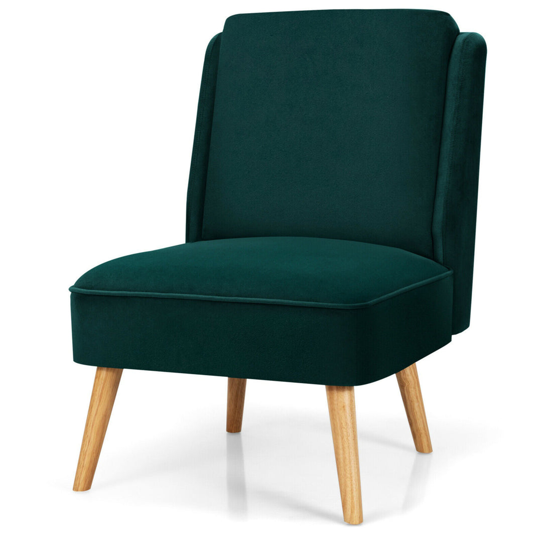 Velvet Accent Chair Single Sofa Chair Leisure Chair with Wood Frame Green Image 1