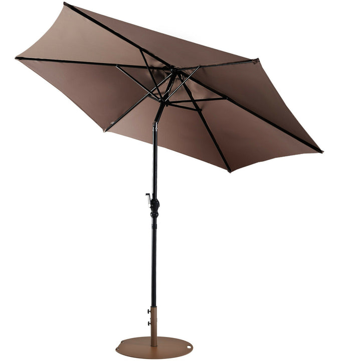 9 Ft Patio Table Market Umbrella Yard Outdoor w/ Heavy-duty Umbrella Base Image 7