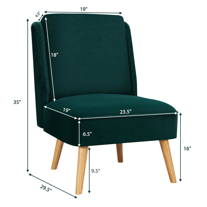 Velvet Accent Chair Single Sofa Chair Leisure Chair with Wood Frame Green Image 2