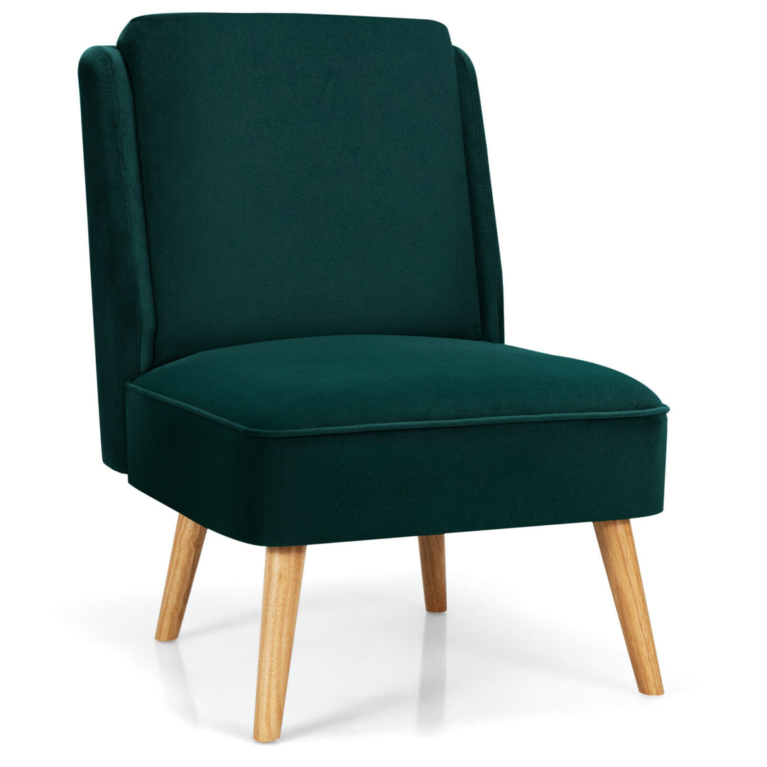 Velvet Accent Chair Single Sofa Chair Leisure Chair with Wood Frame Green Image 6