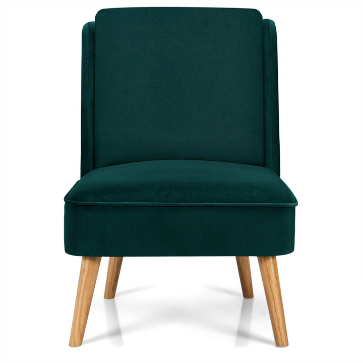 Velvet Accent Chair Single Sofa Chair Leisure Chair with Wood Frame Green Image 7