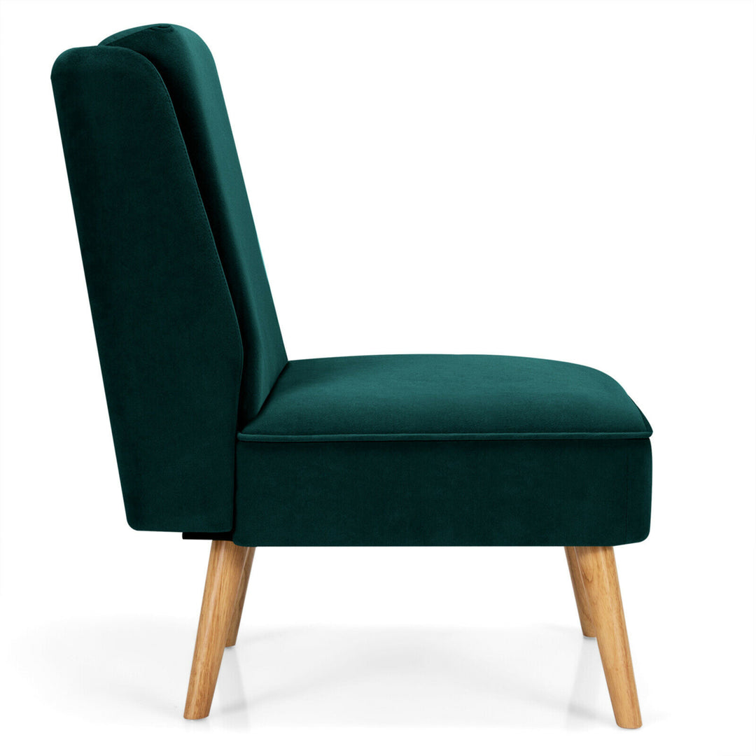 Velvet Accent Chair Single Sofa Chair Leisure Chair with Wood Frame Green Image 8