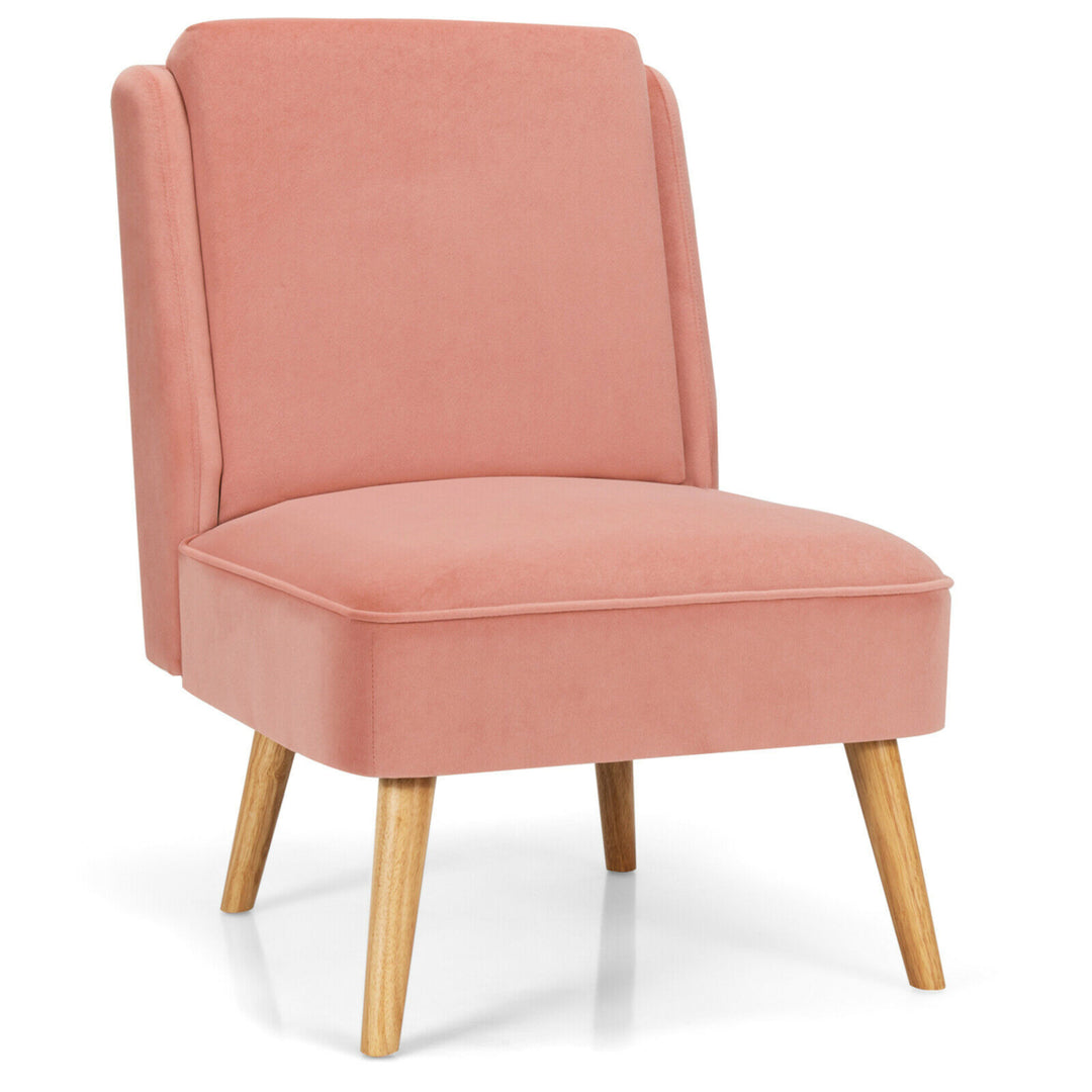 Velvet Accent Chair Single Sofa Chair Leisure Chair with Wood Frame Pink Image 6