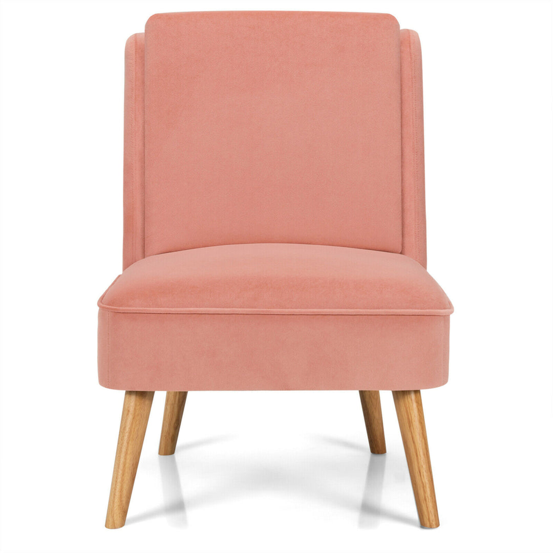 Velvet Accent Chair Single Sofa Chair Leisure Chair with Wood Frame Pink Image 7