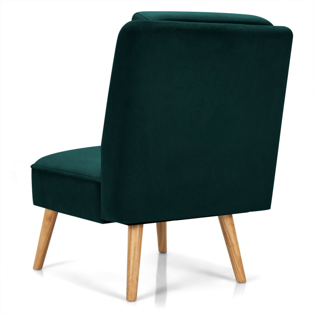 Velvet Accent Chair Single Sofa Chair Leisure Chair with Wood Frame Green Image 9