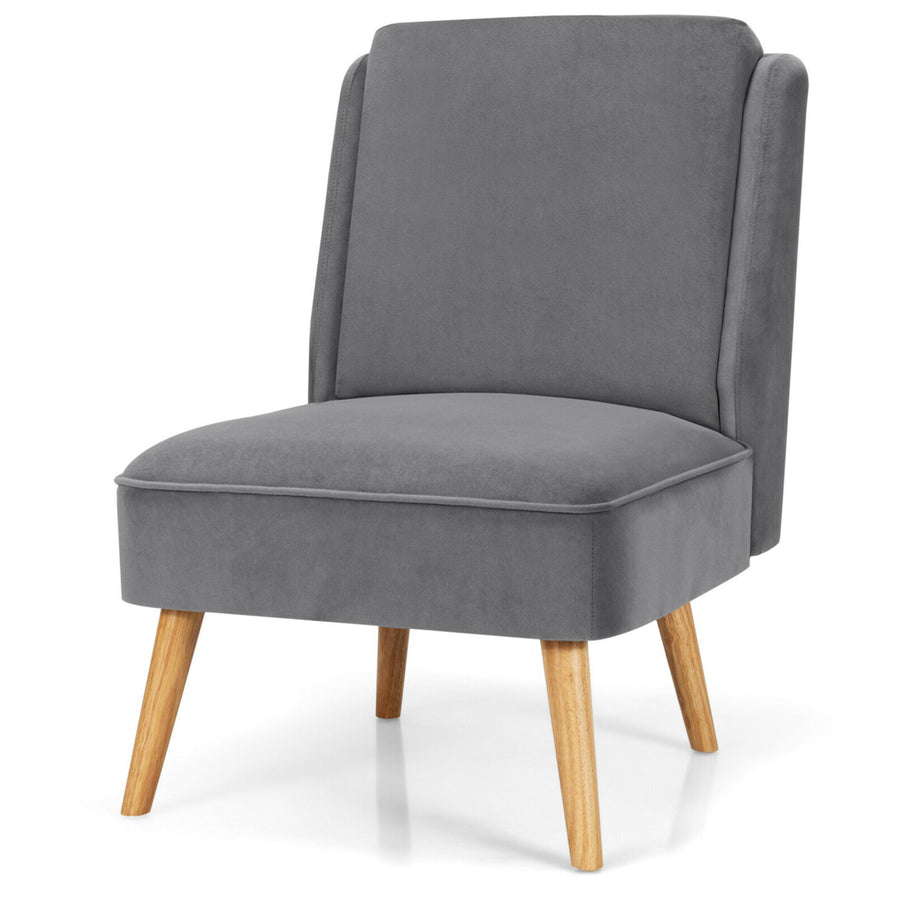 Velvet Accent Chair Single Sofa Chair Leisure Chair with Wood Frame Grey Image 1