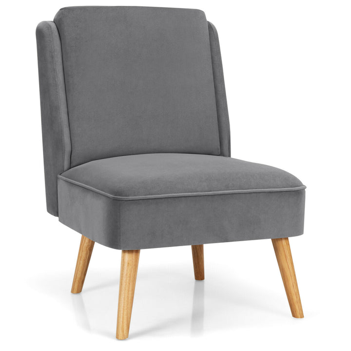 Velvet Accent Chair Single Sofa Chair Leisure Chair with Wood Frame Grey Image 6