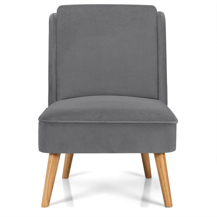 Velvet Accent Chair Single Sofa Chair Leisure Chair with Wood Frame Grey Image 7