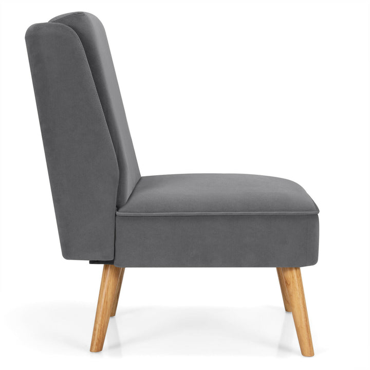 Velvet Accent Chair Single Sofa Chair Leisure Chair with Wood Frame Grey Image 8