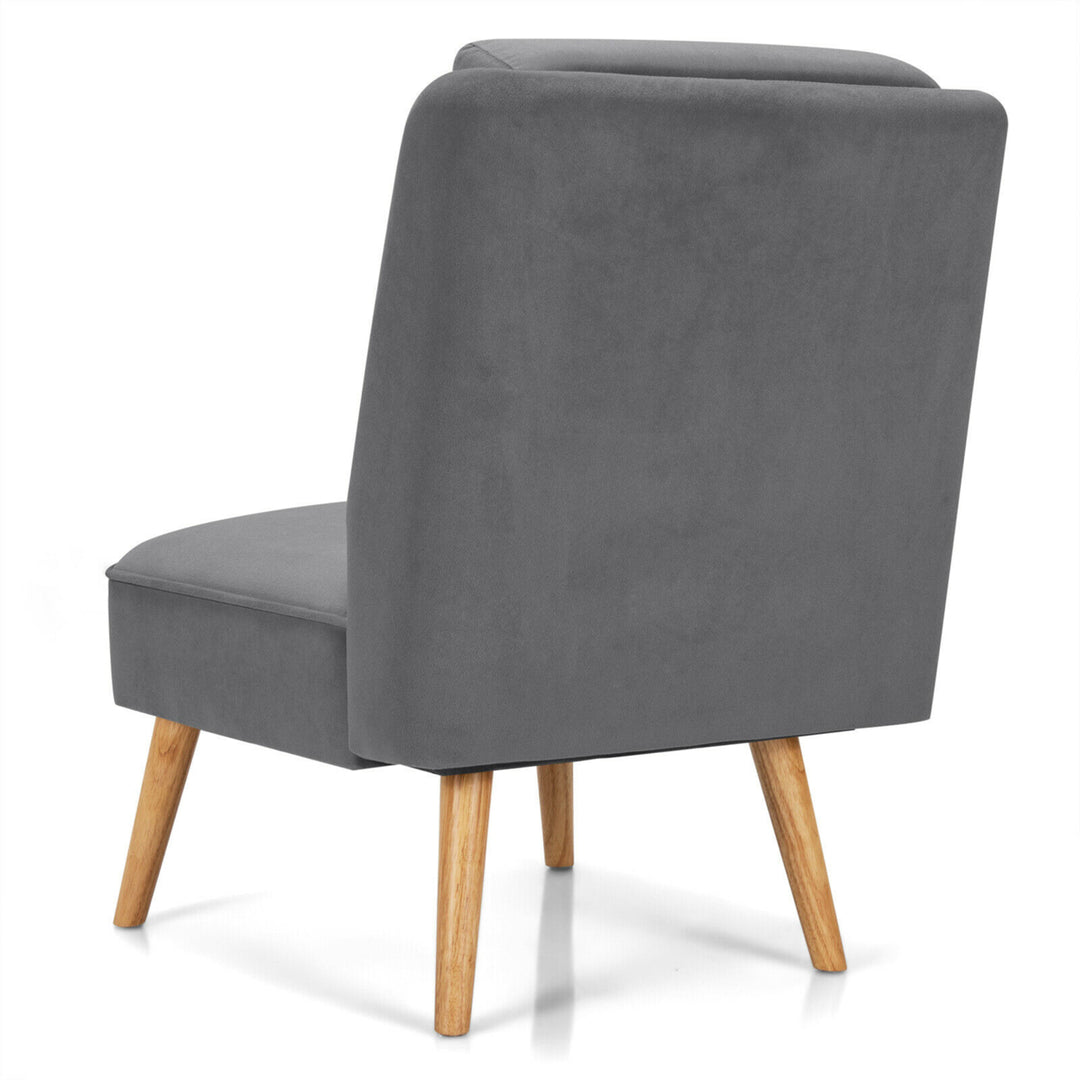 Velvet Accent Chair Single Sofa Chair Leisure Chair with Wood Frame Grey Image 9