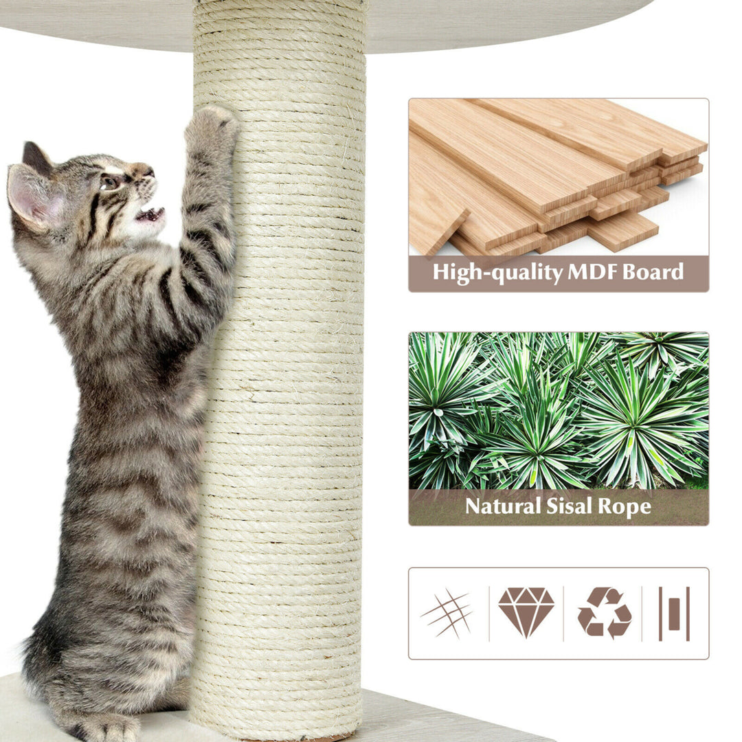 46 Modern Wooden Cat Tree with Platform and Washable Cushions for Cats and Kittens Image 5