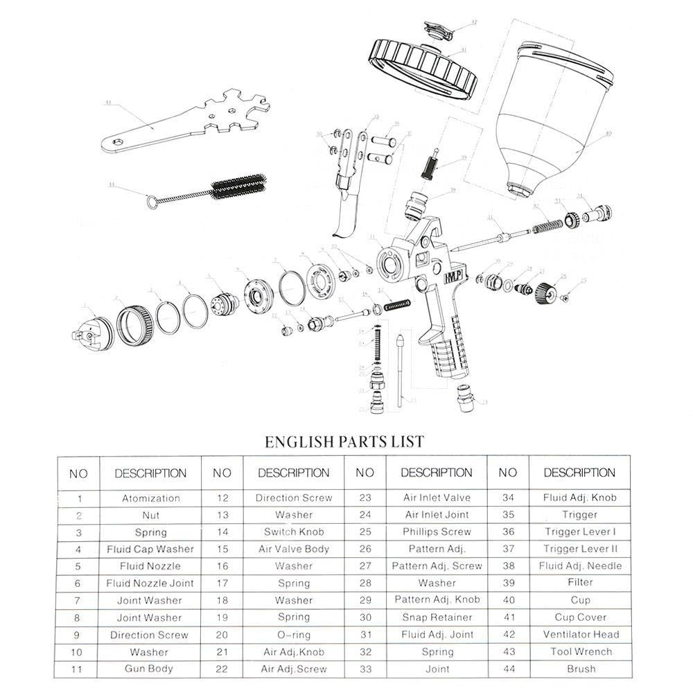 1.4mm Nozzle 600cc Professional Gravity Feed HVLP Paint Spray Gun Image 8