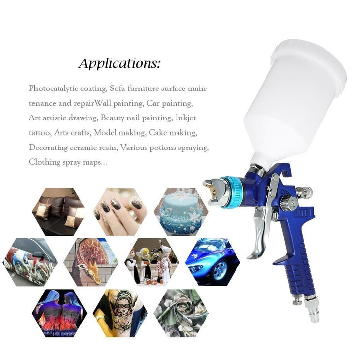 1.4mm Nozzle 600cc Professional Gravity Feed HVLP Paint Spray Gun Image 9