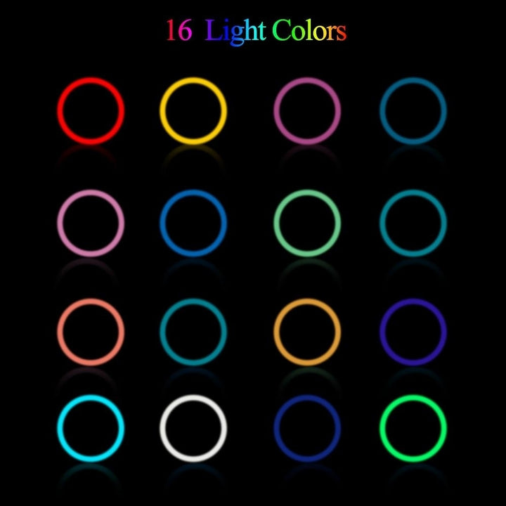 10" RGB Ring Lamp with Tripod Stand and Wireless Remote, 16 Light LED Colors Image 11