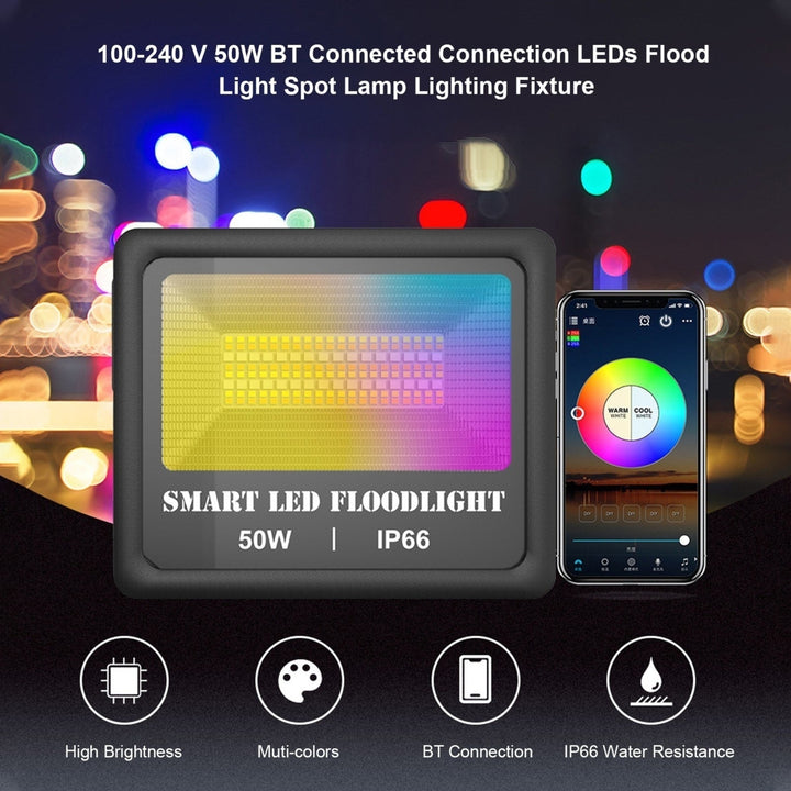 100-240V 50W BT Connected Connection LEDs Flood Light IP66 Water Resistance Spot Lamp Image 11