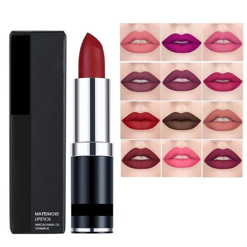 12 Colors Velvet Matte Lip Stick, Moisturizer Image 1