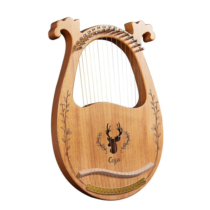 16-String Wooden Lyre Harp Resonance Box String Instrument with Tuning Wrench 3pcs Picks Image 8