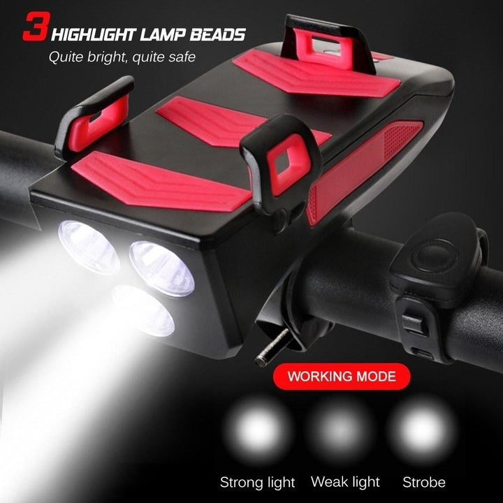 4 IN 1 Multi-functional Bike Light Bicycle Horn Lamp with Mobile Phone Bracket Image 5