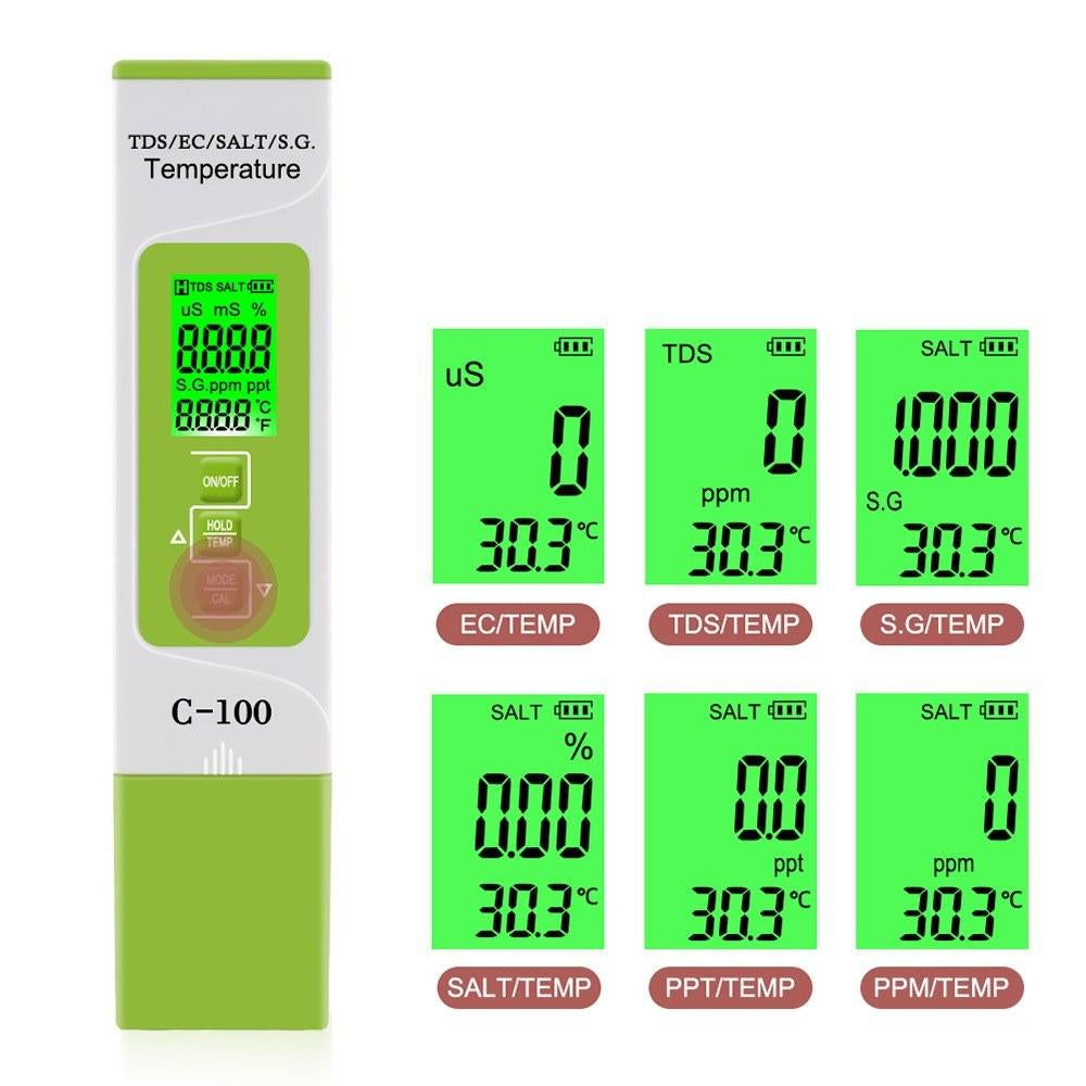 5 in 1 Temperature Meter Digital Water Quality Monitor Tester for Pools Drinking Aquariums Image 1