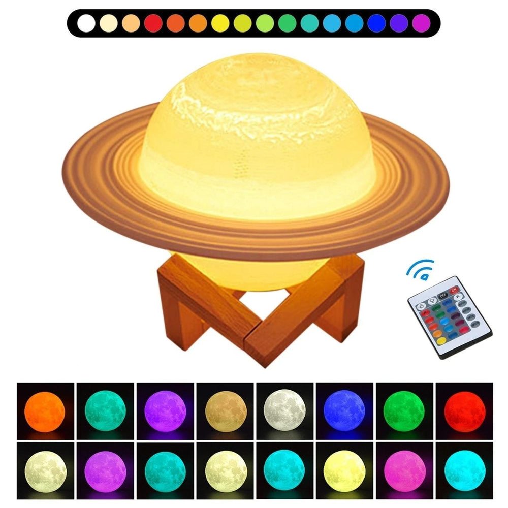 5 Inch 16 Colors LED Night Light 3D Printing Saturn Rechargeable Lamp Image 2