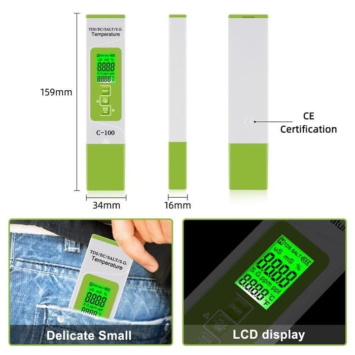 5 in 1 Temperature Meter Digital Water Quality Monitor Tester for Pools Drinking Aquariums Image 7