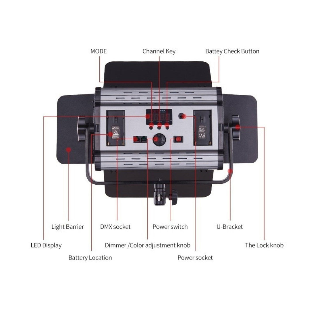 60W RGB LED Video Light 3200K-5600K Dimmable Photography Fill Image 6