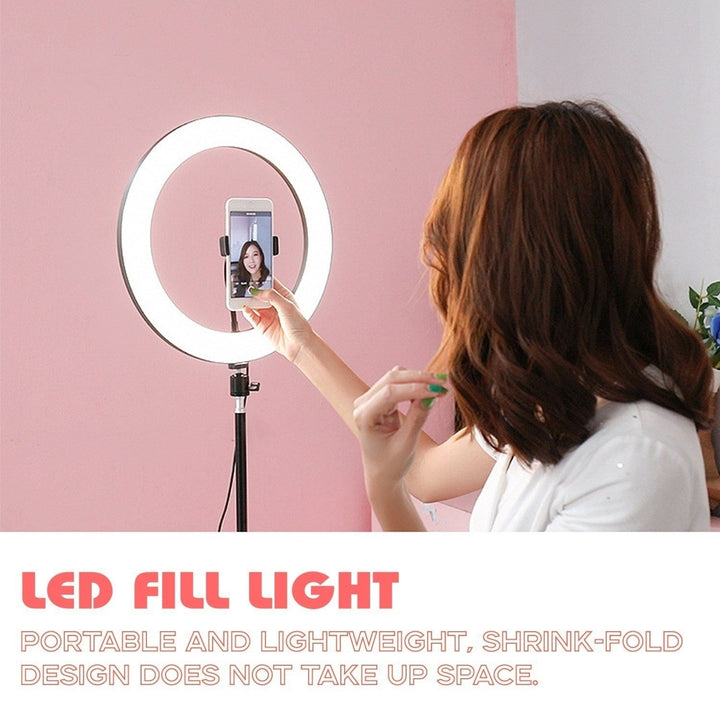 Alloy Photography LED Selfie Ring Light Dimmable Photo Camera Phone Lamp with 1.6M Stand Tripod Image 6