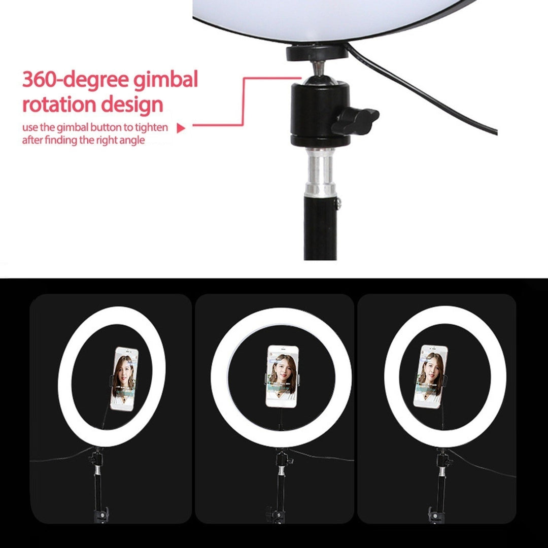 Alloy Photography LED Selfie Ring Light Dimmable Photo Camera Phone Lamp with 1.6M Stand Tripod Image 8